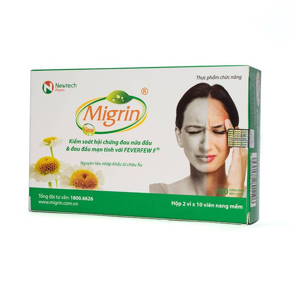 Migrin - Hỗ trợ giảm các cơn đau nửa đầu, Hộp 20 viên