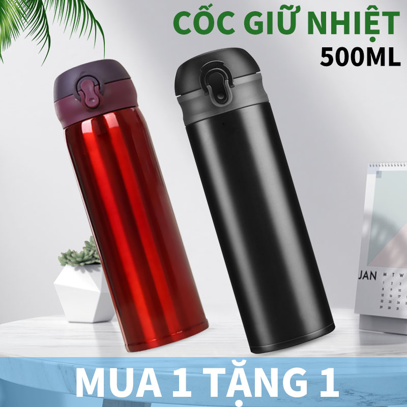 （mua 1 tặng 1）bình giữ nhiệt lock&lock feather light 500ml - thép không gỉ 304