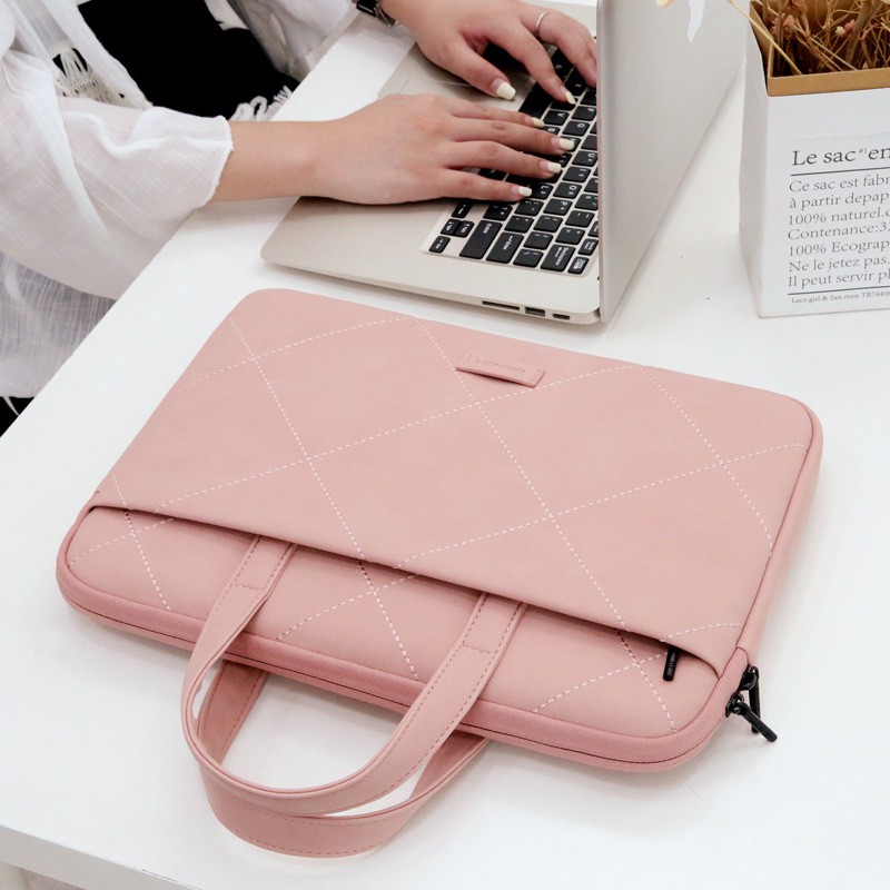 Túi chống sốc Laptop Macbook da PU cao cấp (tặng kèm con gấu)