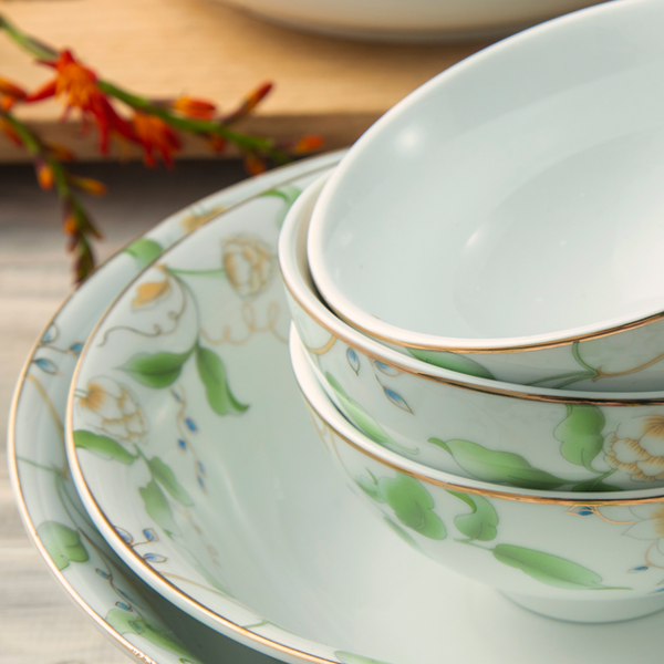 Chén cơm, bát cơm, chén ăn cơm, bát ăn cơm , tô ăn cơm decor hoa ngọc diệp bằng sứ cao cấp Long Phương