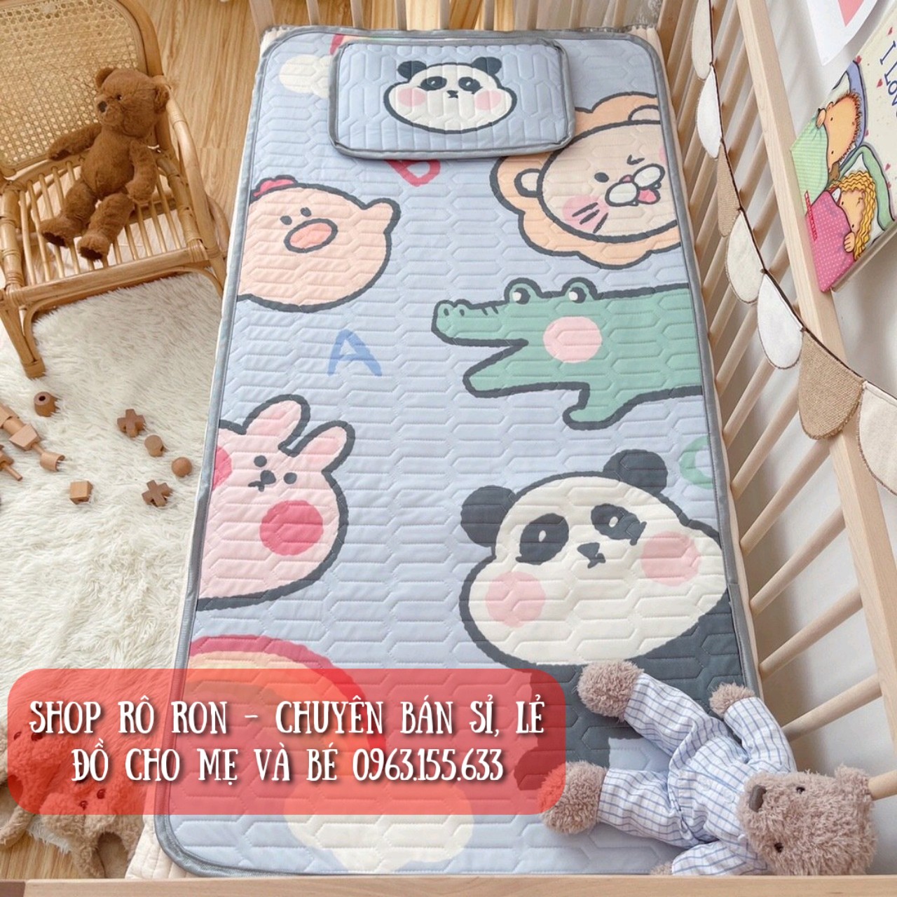 CHIẾU GỐI ĐIỀU HÒA LỤA CAO SU NON CHO BÉ