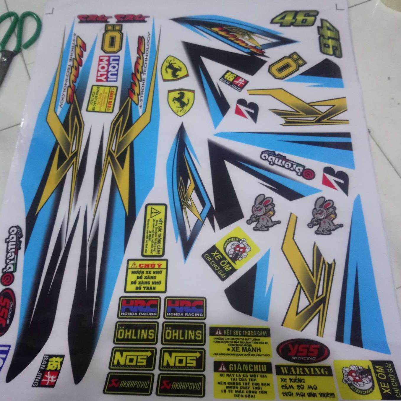 tem rời wave lớn dán xe trắng tem