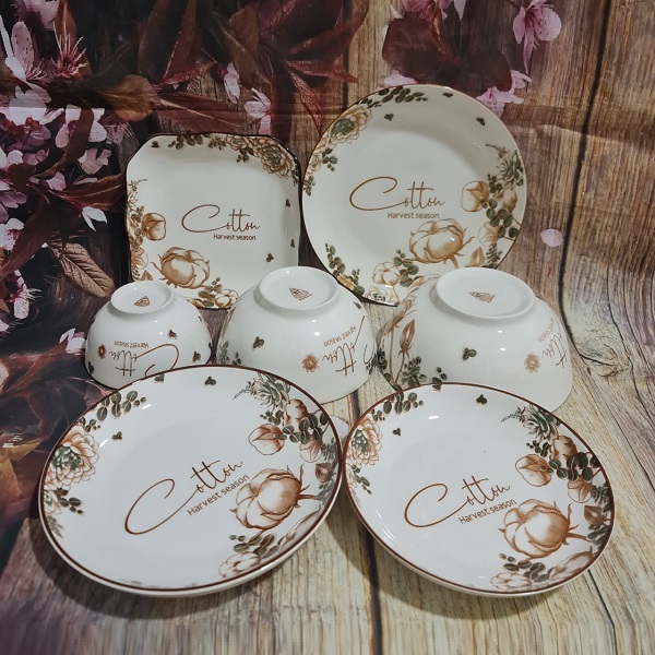 Bộ chén tô dĩa sứ hoạ tiết sang trọng - bộ chén tô dĩa sứ cao cấp