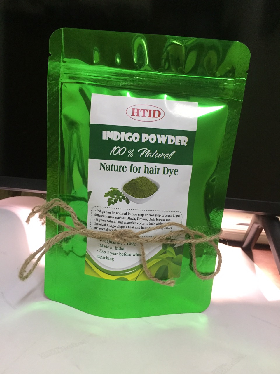 Bột nhuộm tóc indigo- lá chàm màu xanh đen 100g