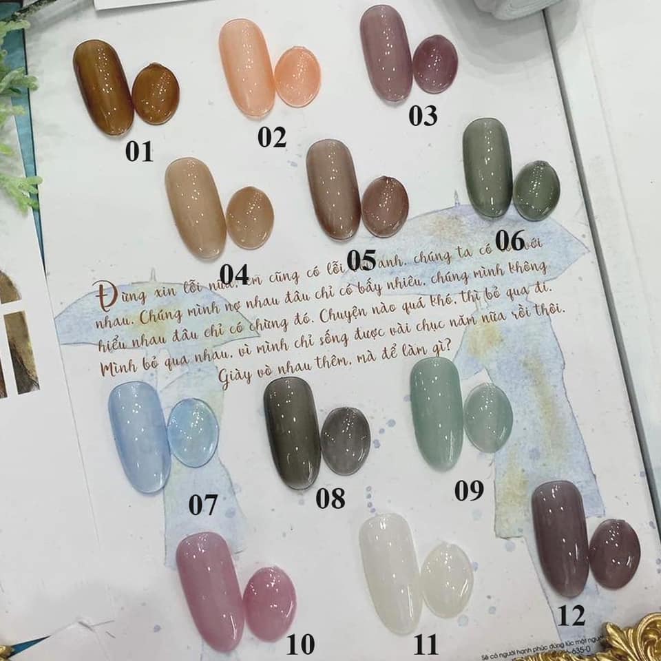 Set Sơn bobo Thạch Anh 12 màu(15ml) - Sơn Thạch thợ nails cần có(lẻ chai)