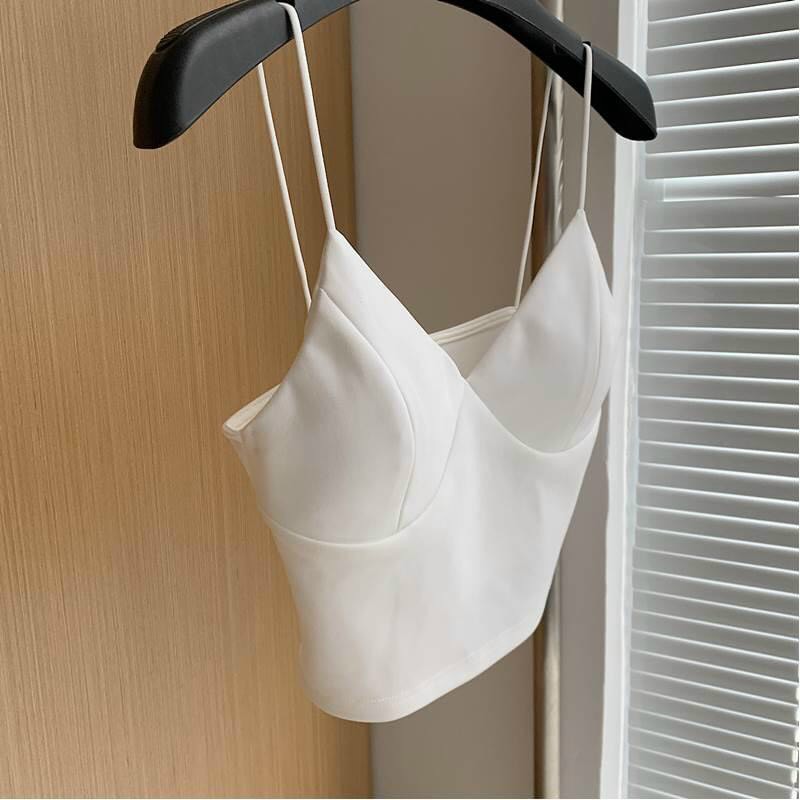 ÁO 2 DÂY BRA CÚP NGỰC  VẢI CÁT HÀN CROPTOP DÀY DẶN PHONG CÁCH NỮ TU juj