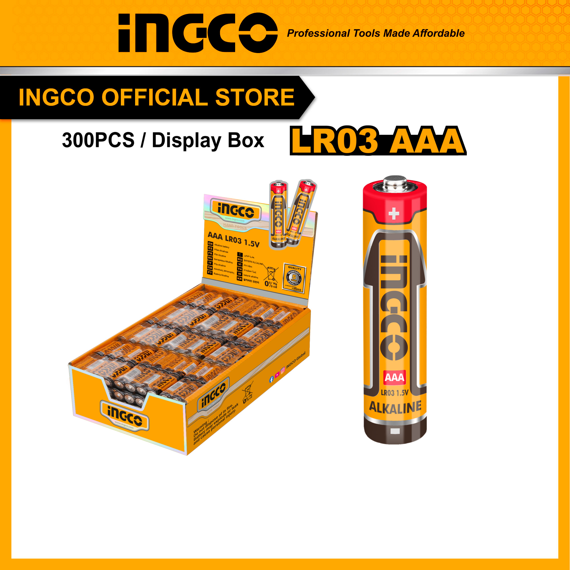 Pin tiểu cao cấp INGCO 1.5V 3AAA HAB3A01 / 2AA HAB2A01 pin chính hãng