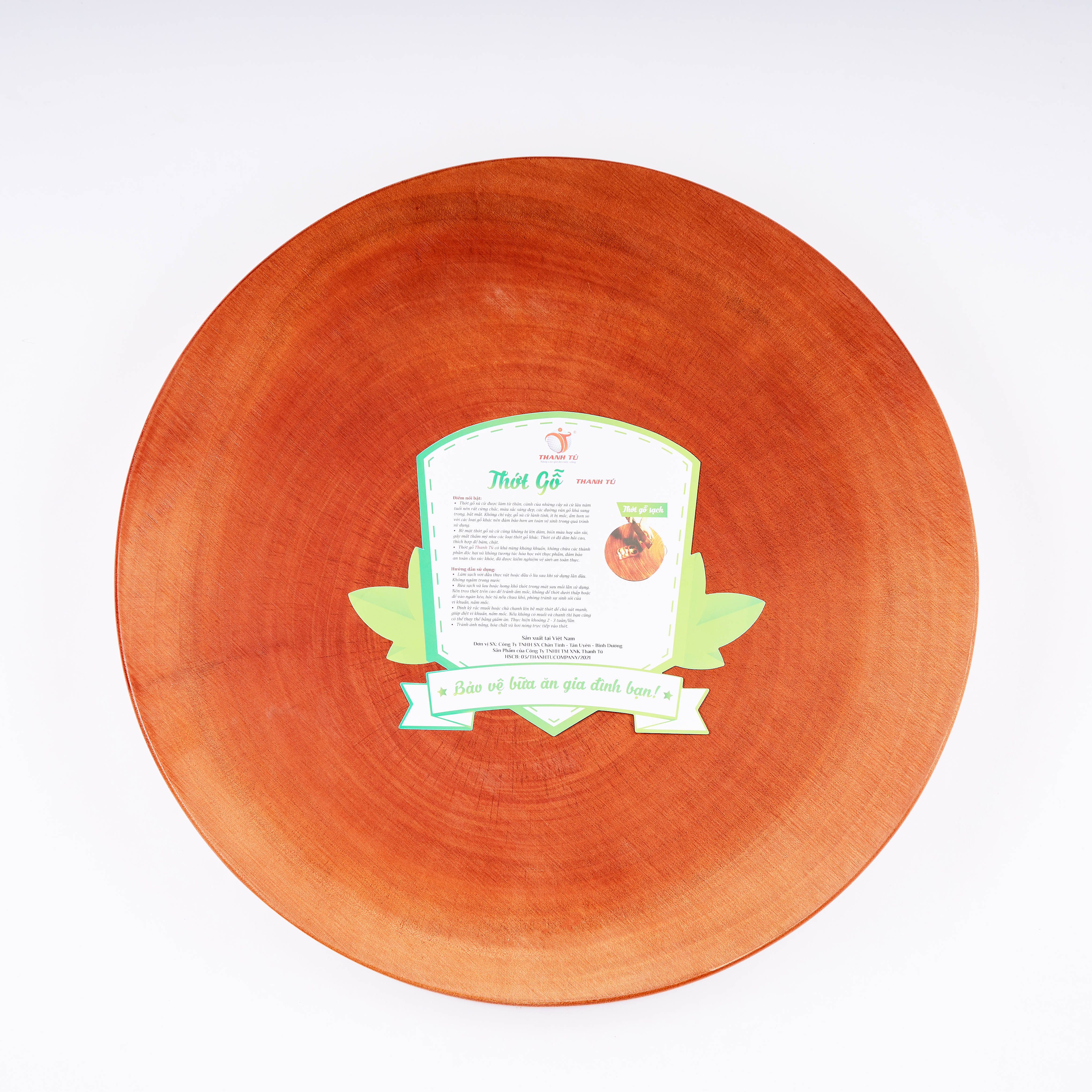 Thớt Tròn Gỗ Xà Cừ Cao Cấp Thanh Tú 30cm