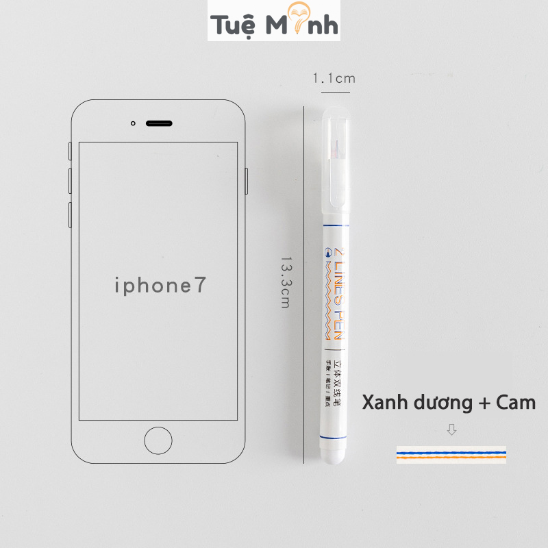 Bút 2 ngòi 2 lines pen nét 0.5mm vpp tueminh, bút gel nhiều màu nét đẹp- vpp tuệ minh