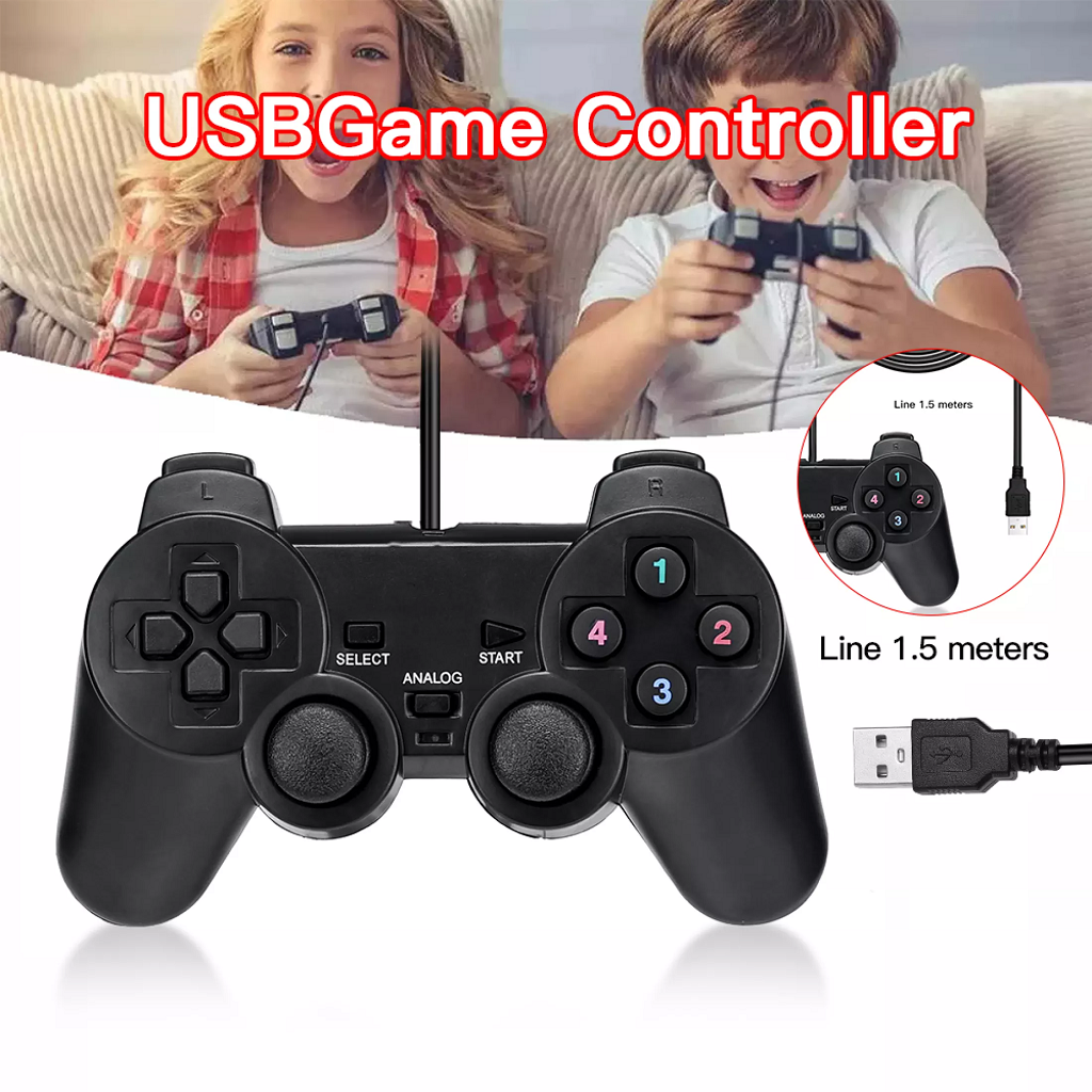 Tay cầm chơi game cho PC/Laptop PS2 cổng USB đen (có gạt Analog và có rung)