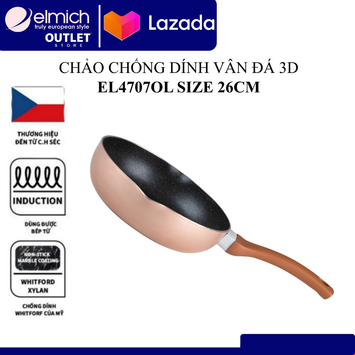 Chảo chống dính vân đá 3D ( Size 20, 24, 26, 28cm)