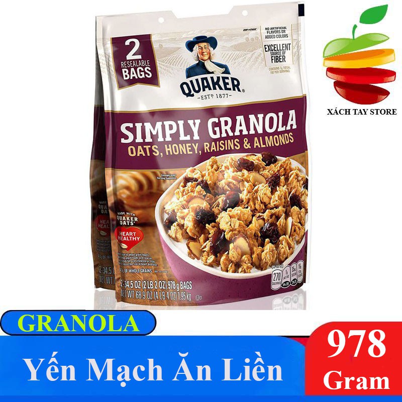 [HCM]Yến Mạch Ăn Liền Quaker Granola - 978gr