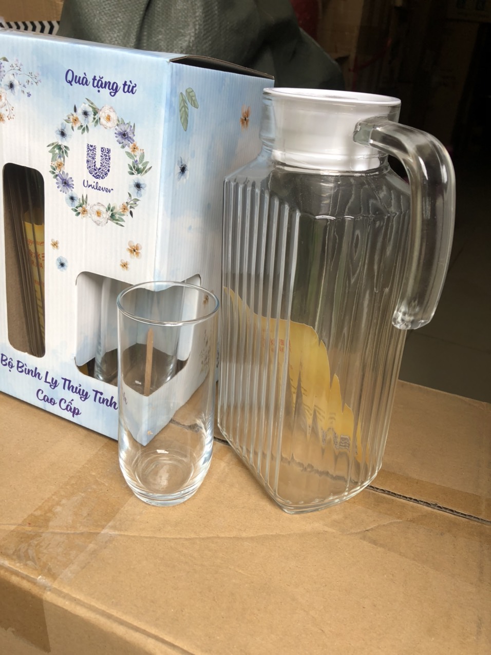 [Ảnh thật] Combo 1 bình thủy tinh 1.8 lít 1 ly thủy tinh 240ml