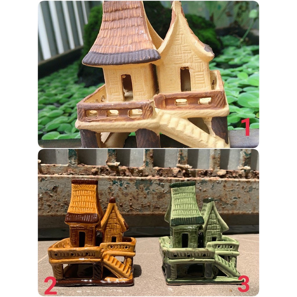[HCM]Ngôi Nhà Đôi 7x9cm Trang Trí Hòn Non Bộ-Bể CáHồ Cá