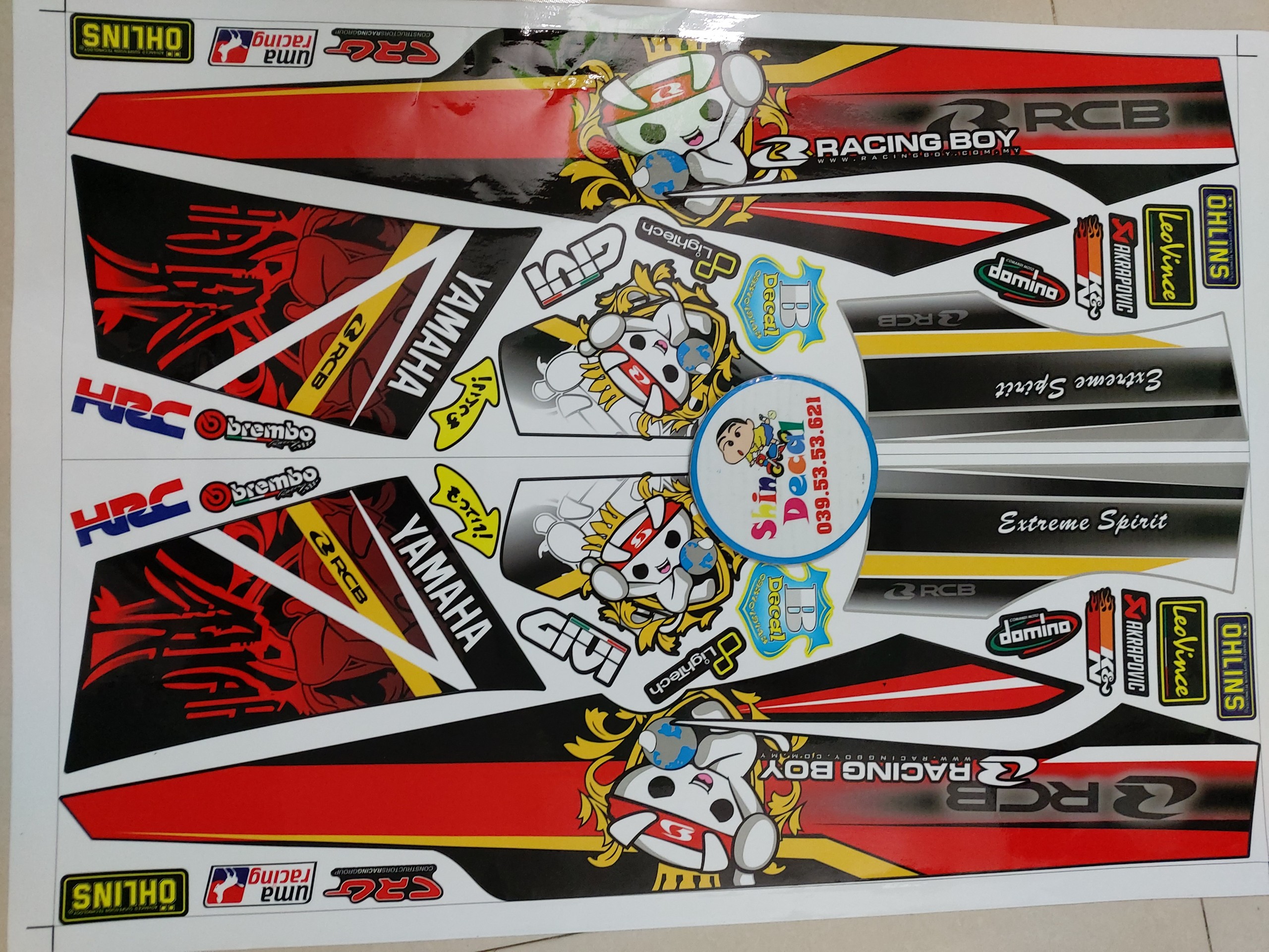 [HCM]Tem xe sirius racingboy đỏ đen tặng logo