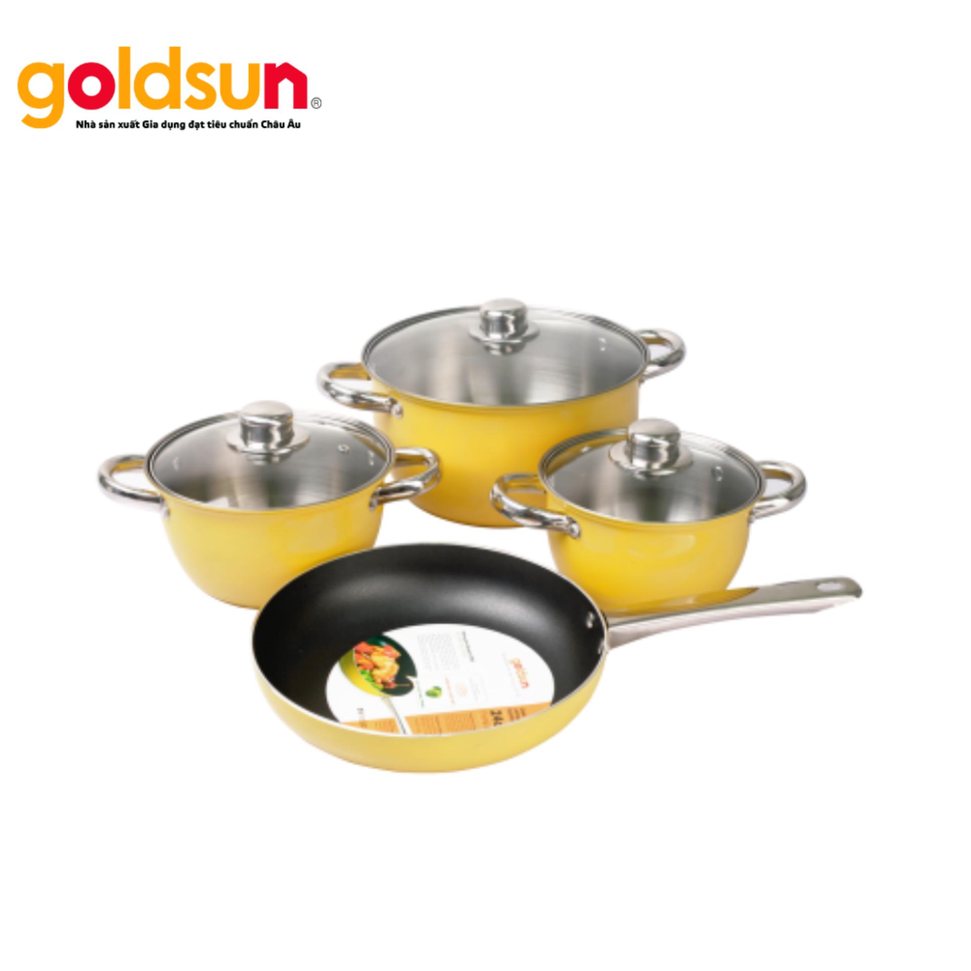 Bộ nồi canh inox vung kính Goldsun GE31-4307SG (Vàng)