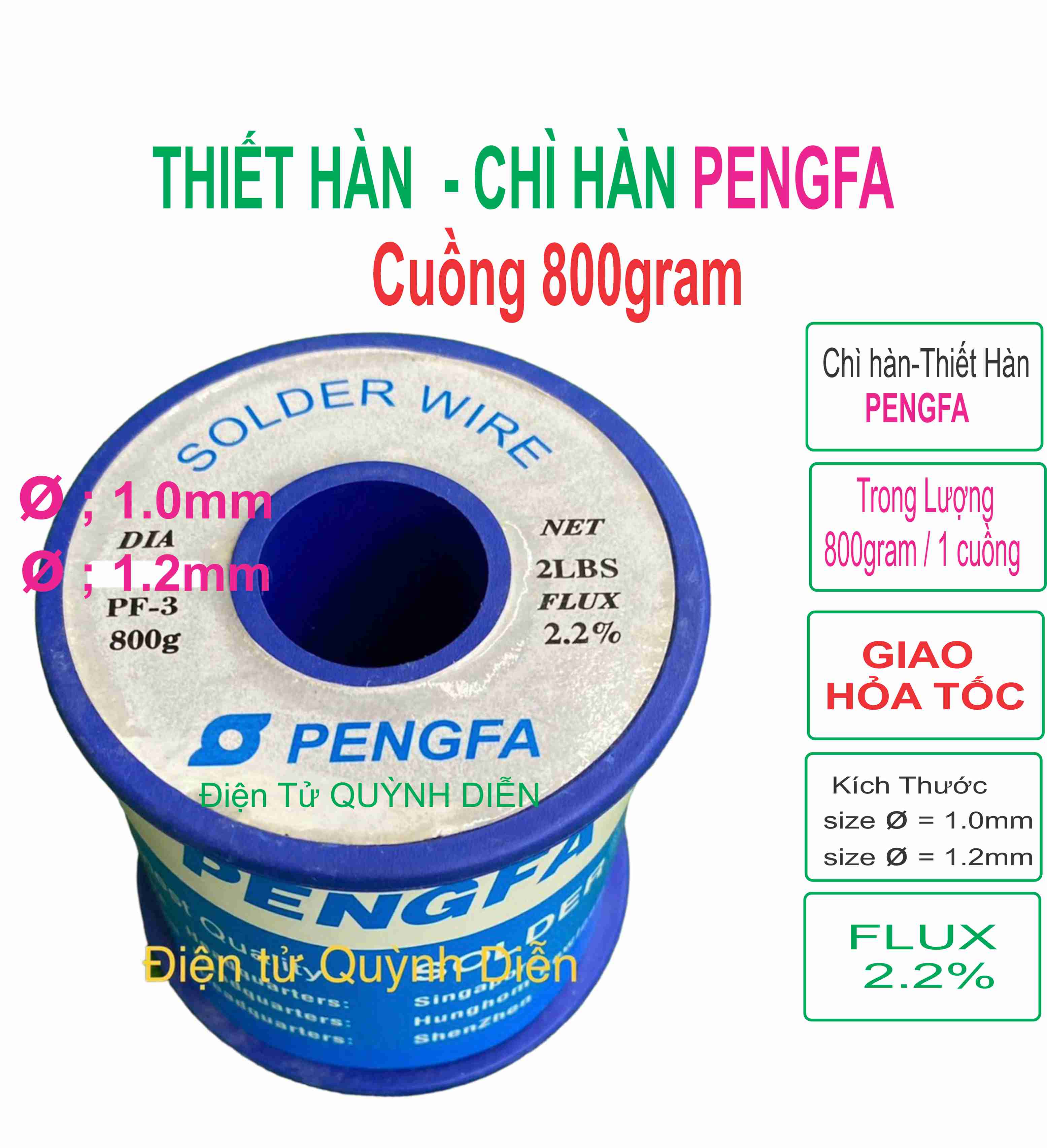 Chì hàn CHÌ PENGFA Cuộn 800gr 1.0mm 1.2mm (Thiếc Hàn)