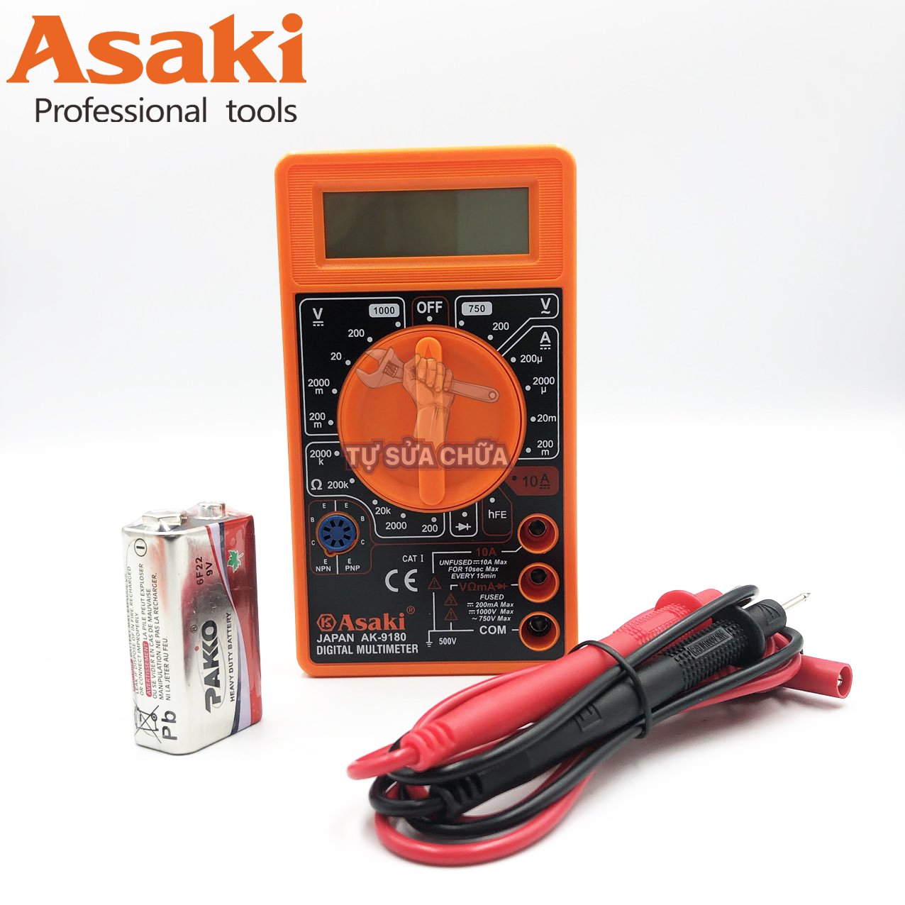 Đồng hồ đo điện vạn năng ASAKI AK-9180 hàng chính hãng, đo điện thế DC 200mV - 100μV độ chính xác ± 2.5% + 5