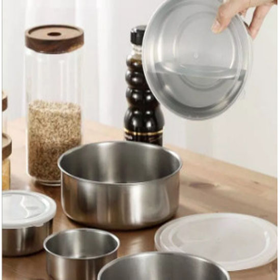 Bộ 5 Thố Inox Lạnh Có Nắp Đậy (10cm, 12cm, 14cm, 16cm và 18cm) - bộ thố inox lạnh - bộ 5 hộp inox