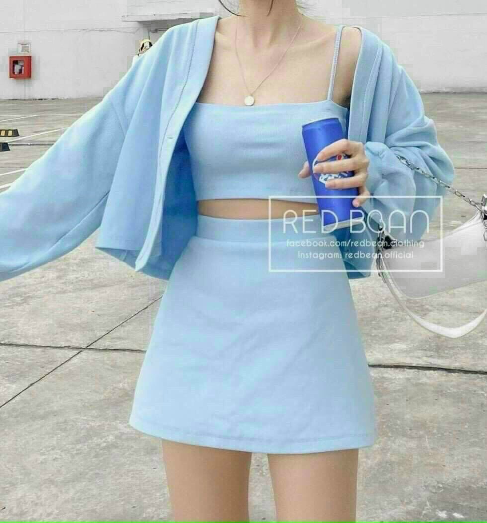 Sét 3 món siêu cute ( áo trong có mút ) kèm chân váy mini dễ thương