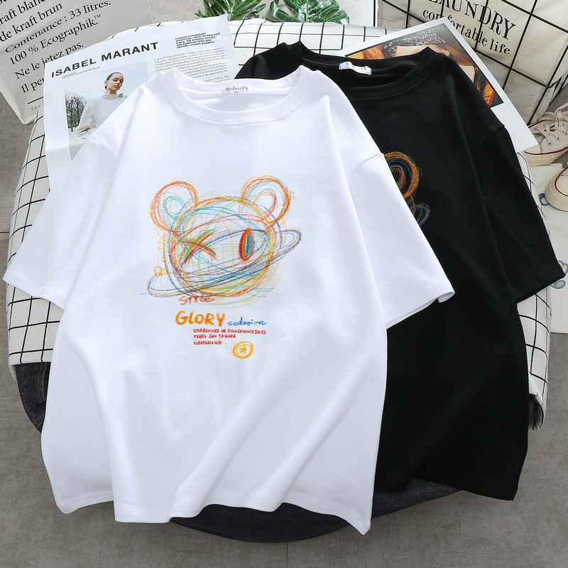 胖mm纯棉短袖T恤女2021夏季新款宽松oversize大码女装白色上衣ins
