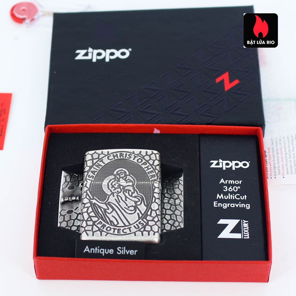 Bật lửa Zippo 49160 – Zippo Armor® St. Christopher Medal Design Antique Silver