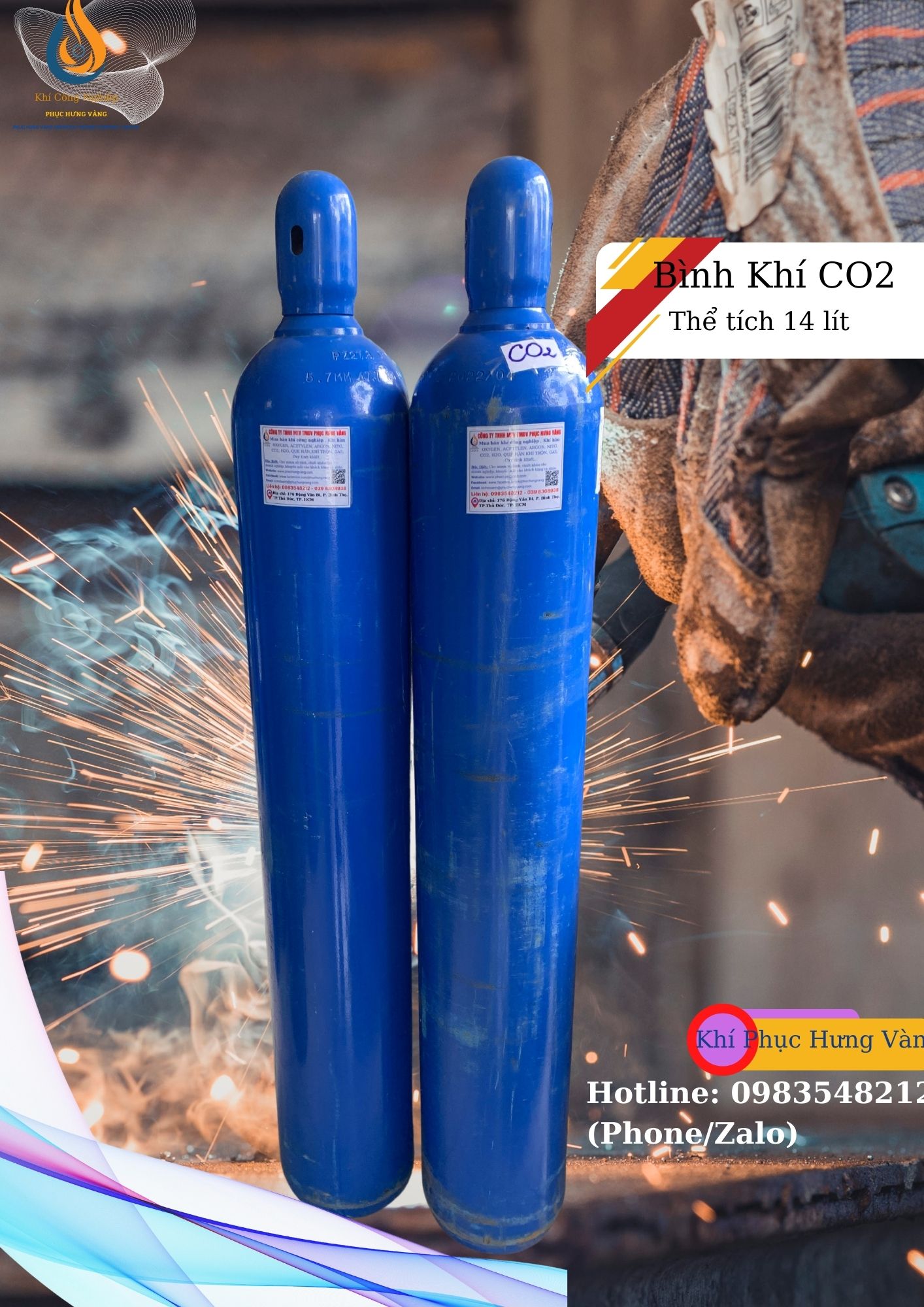 Bình khí Co2 14l - Gồm Bình Đã Bơm Đầy Khí