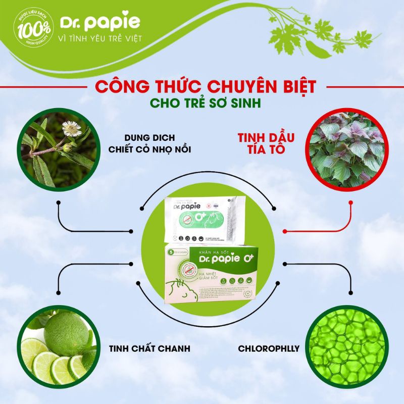 KHĂN LAU HẠ SỐT THẢO DƯỢC Dr.Papie