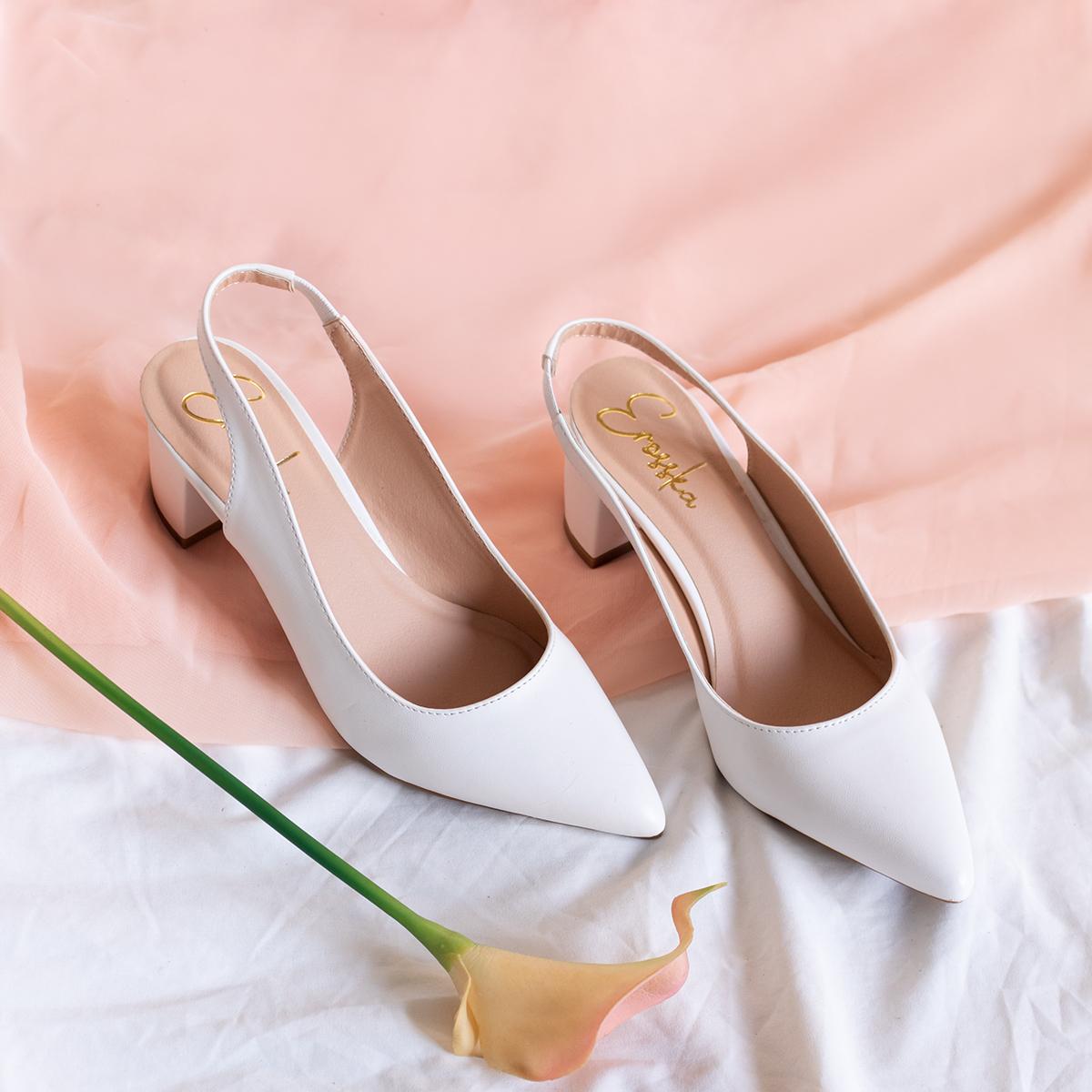 Giày nữ, giày cao gót slingback hở gót, bít mũi thời trang nữ kiểu dáng basic _ EH015 ( NU)