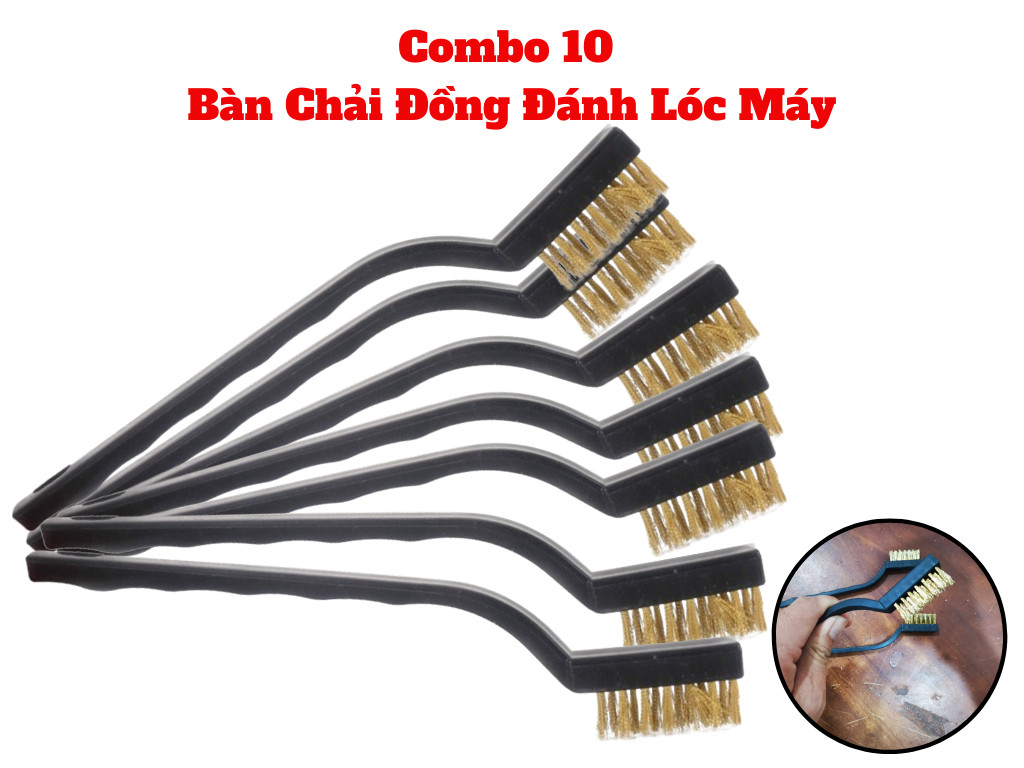 Combo 10 bàn chải vệ sinh lốc máy bàn chải đồng đánh lốc máy