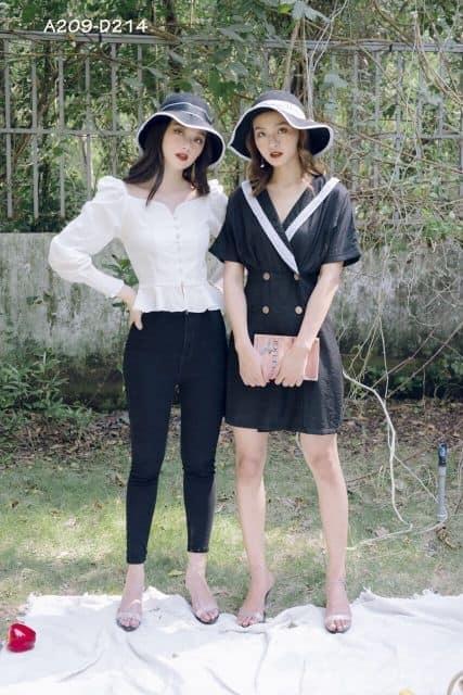 Áo nút bọc peplum
