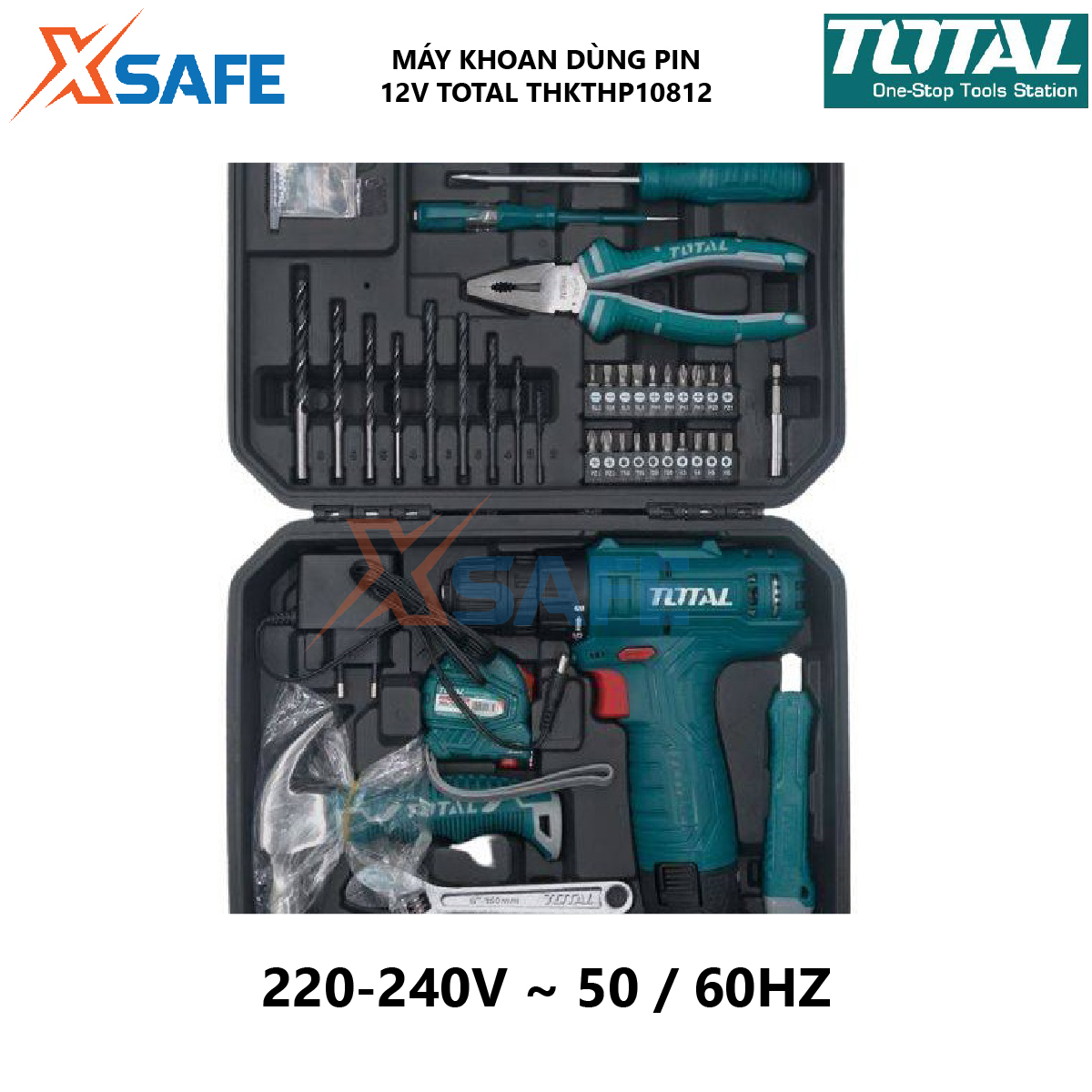 Drill using battery total THKTHP10812 machine squeeze components multi-purpose lithium-ion 12V/1.5ah attached the kits 81 details genuine, durable [xsafe] [XTools]