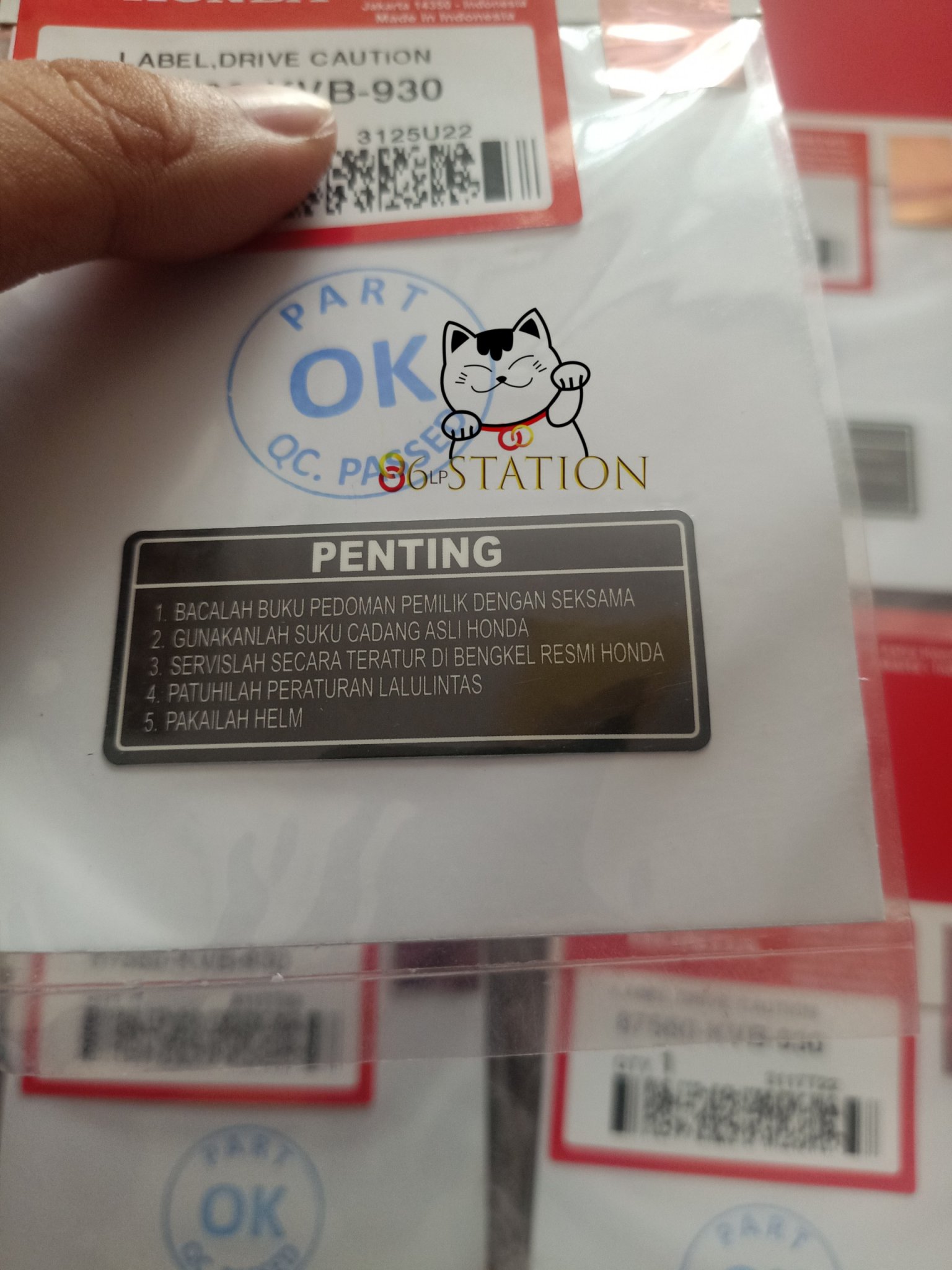 tem thông số penting dán yếm khóa vario sonic