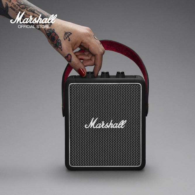 Marshall Stockwell II Portable Bluetooth Speaker, Black and Brass