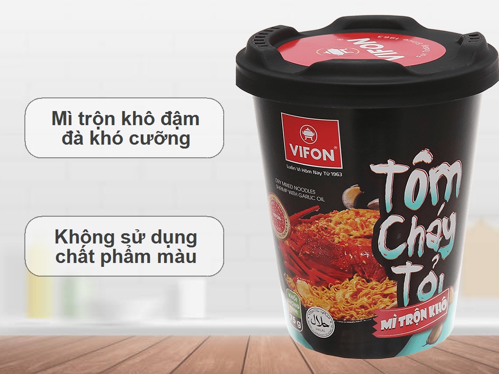 Thùng 24 ly Mì Trộn tôm cháy tỏi Vifon 75g