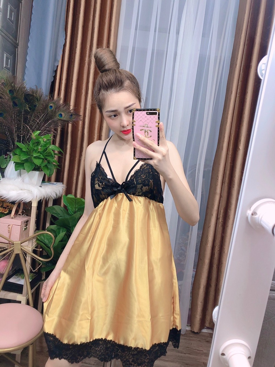 ĐẦM PHI BÓNG CHÉO DÂY PHỐI REN FREESIZE DƯỚI 55KG