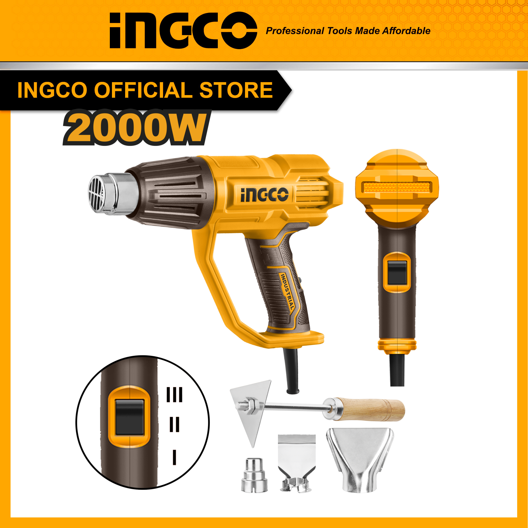 Máy thổi nhiệt 2000w ingco hg200078