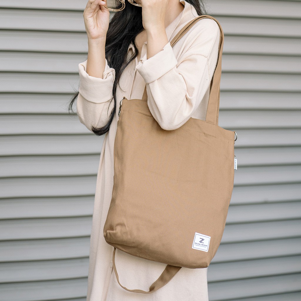 Tote 2in1 Canvas màu trơn