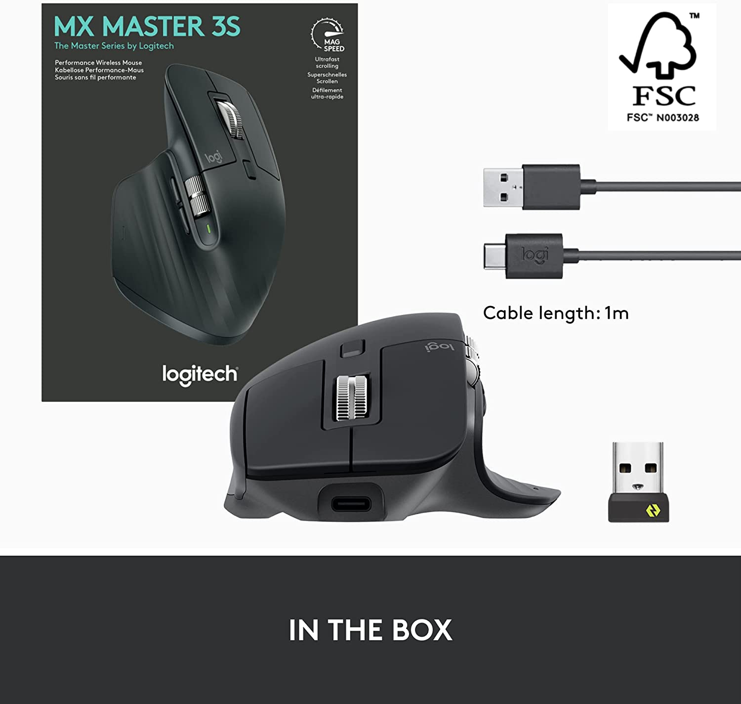 Mouse Logitech MX Master 3S Bluetooth, wireless I 3s for Mac Bluetooth-technology magspeed, ergonomics design-warranty 12 months genuine