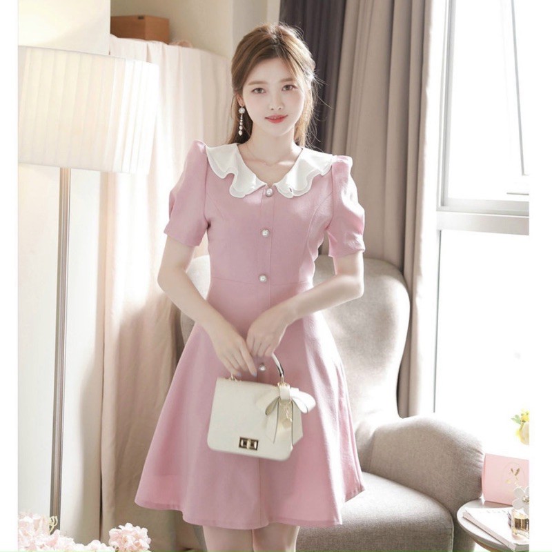 ĐẦM CỔ TRẮNG, NÚT NGỌC (có ảnh thật) MS104