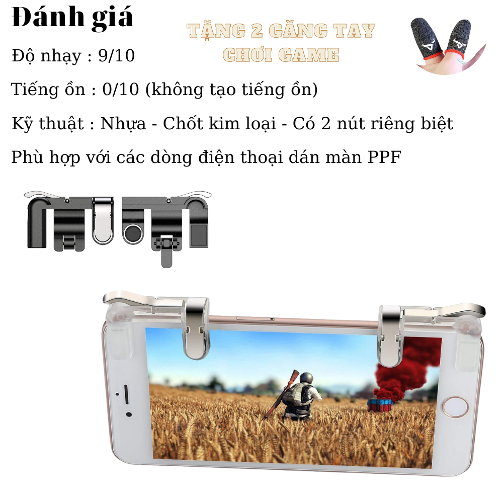 Nút kẹp điện thoại GADO nút bắn game PUBG hỗ trợ 4 ngón chơi game tiêu diệt đối thủ nhanh