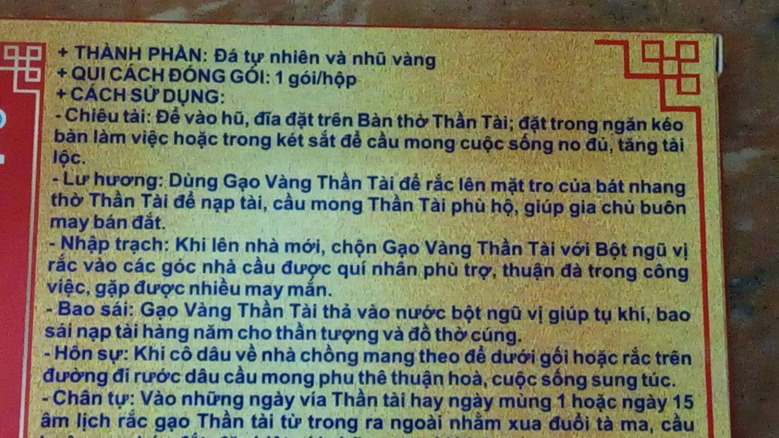 Gạo vàng Thần Tài