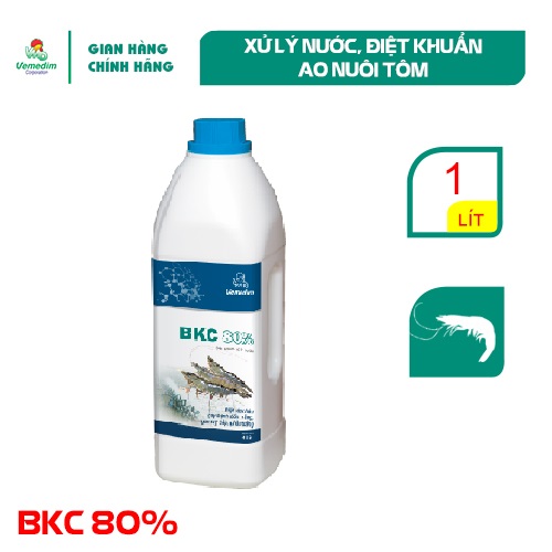 "Hoàn tiền đến 10%" Vemedim BKC 80% tôm, dùng xử lý nước ao nuôi tôm, chai 1lit