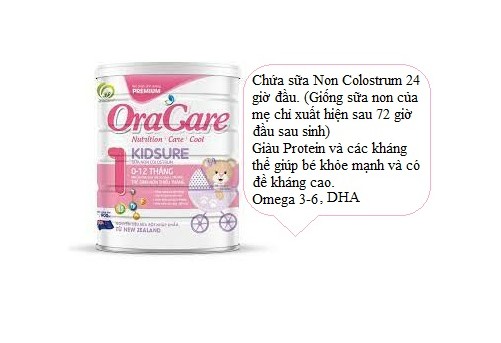 Sữa Oracare số 1-2 (Chứa sữa non Colostrum tăng cường đề kháng cho bé) Date 1/2024