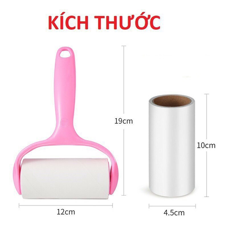 Cây Lăn Bụi Quần Áo Tặng Kèm 2 Cuộn Lăn Gia Dụng Đầm Sen