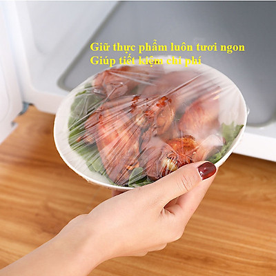 MÀNG BỌC THỰC PHẨM PE CÓ CHUN BỌC ĐỒ ĂN TÚI 100 CÁI