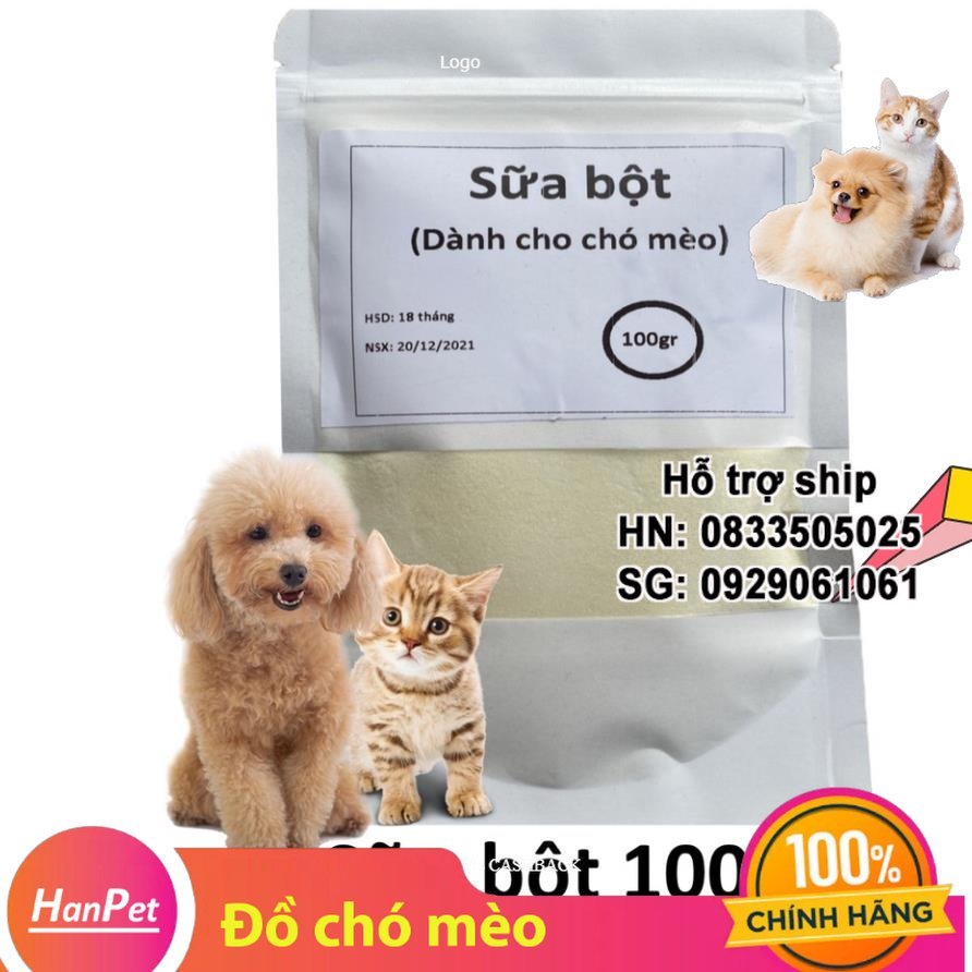 Sữa bột 100gr Sữa cho chó mèo dạng bột zip