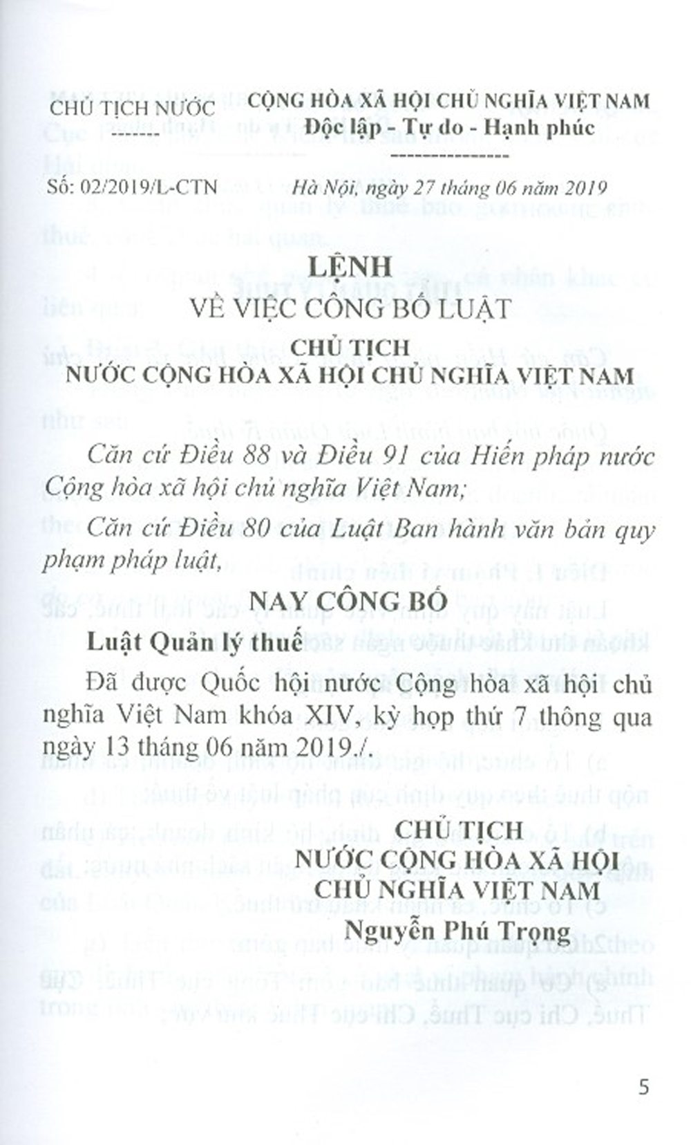Luật Quản Lý Thuế