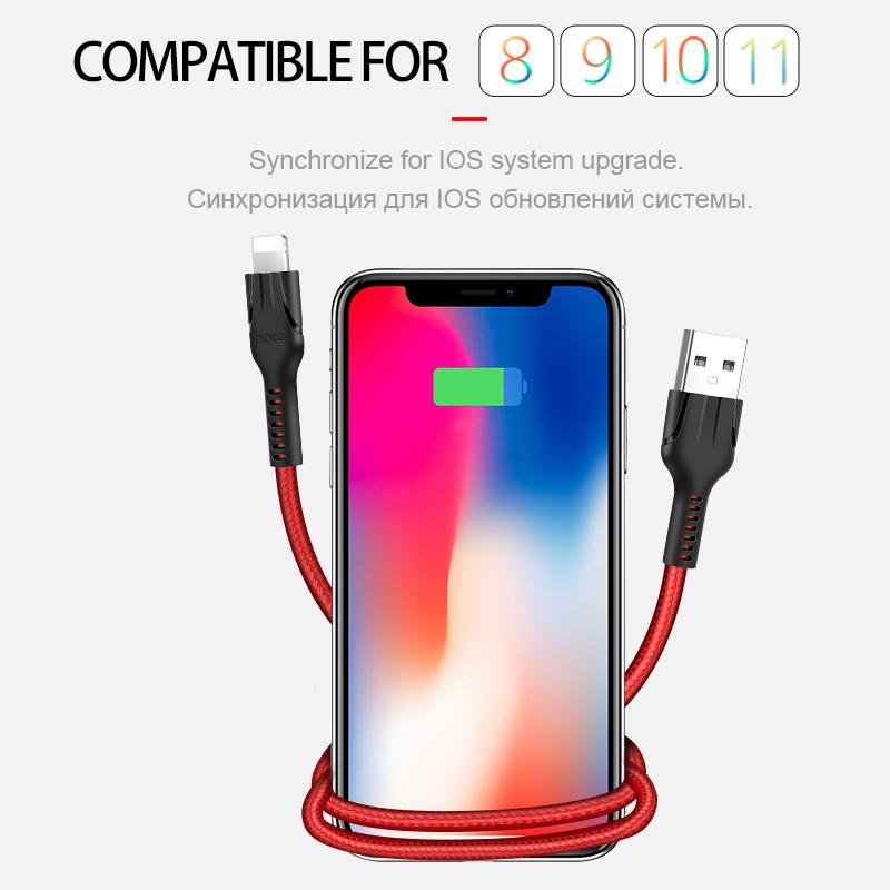 [HCM]Cáp sạc Lightning Hoco sạc nhanh 2.4A cho iPhone/iPad iPhone XS max iPhone 11 iPhone 11 Pro max 7Plus 6Plusdài 100cmchống rốichống gẫy gập