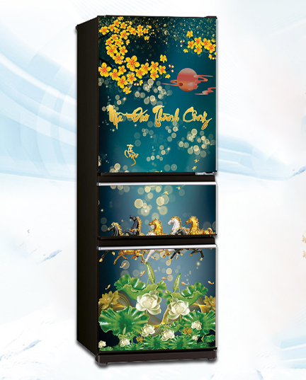 Decal cao cấp chống thấm dán tủ lạnh - Mẫu Xuân 2023